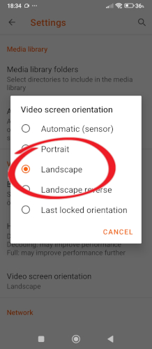 VLC Settings Video Orientation Landscape